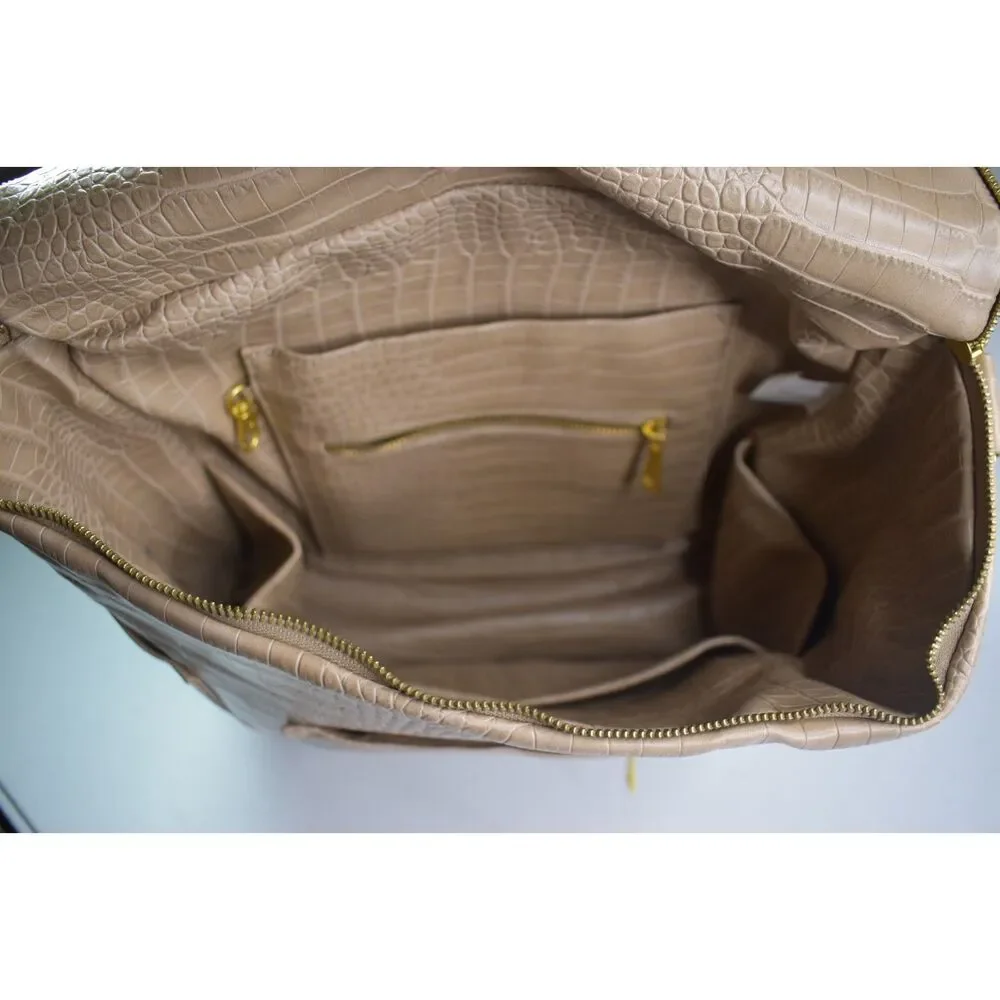 Fawn Designs The Original Diaper Bag Beige Tan Alligator Faux Leather Backpack